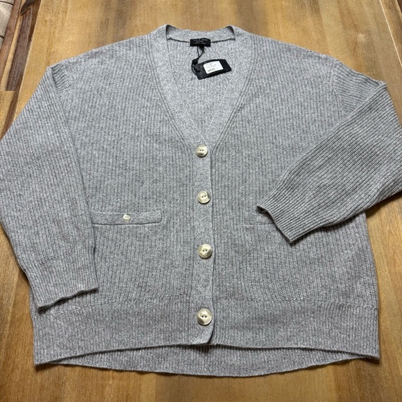 rag & bone Light Gray Ribbed Cardigan - Picture 11 of 14